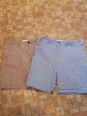 Talbots Women's Blue  Patterned Flat Front Shorts Size 12